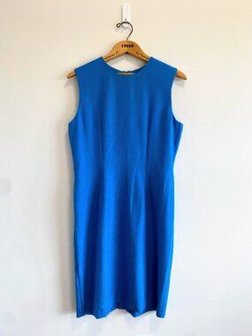 Vintage Azure Blue Sleeveless Dress / 90s